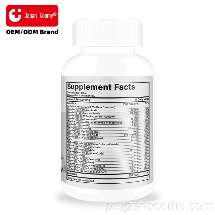 Shecome Multivitamínico Tablets Multimineral Completo Masculino